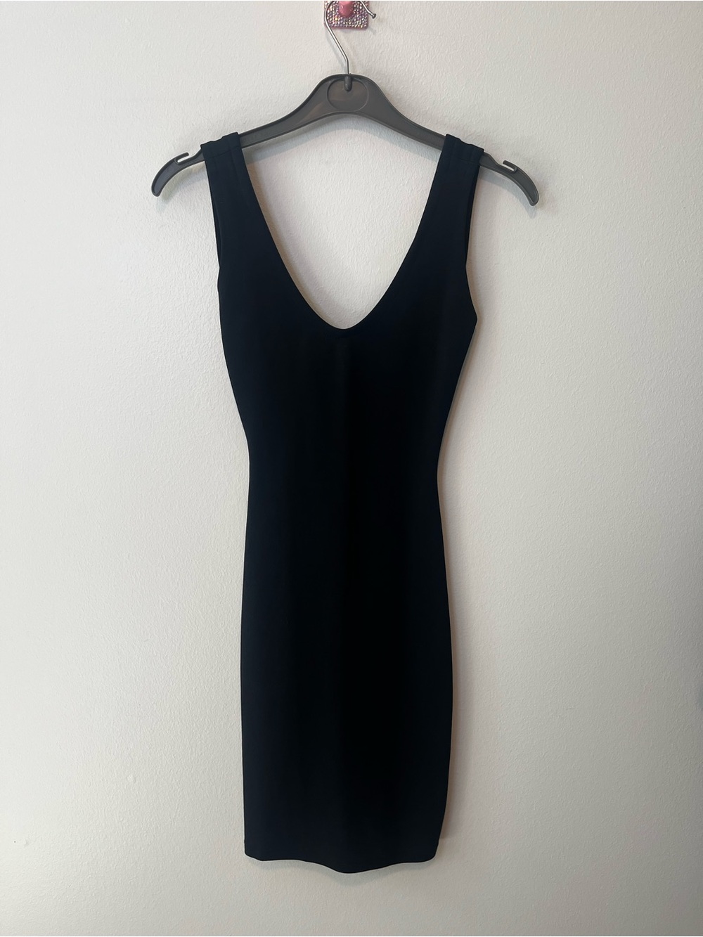 VINTAGE Hunza G Black V-Neck Mini Dress One Size o/s